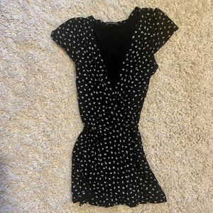 Brandy Melville Polka-dot Flower Wrap Dress (Size OS, S-M)